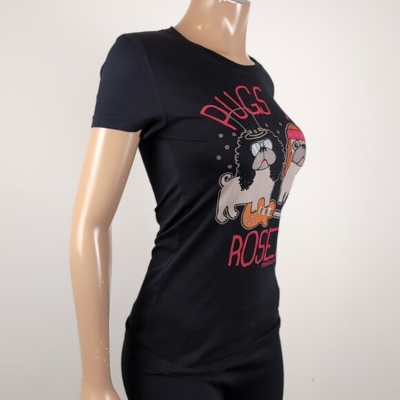 3/$20 David & Goliath Luxury Tee Pugs & Roses Alternative Rock Dog Lover Tshirt - Picture 6 of 10
